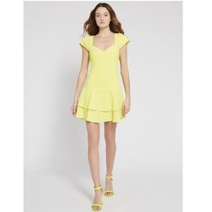 ALICE + OLIVIA Brinda Double-ruffle Fit-and-flare Dress In Daffodil US 8 NWOT